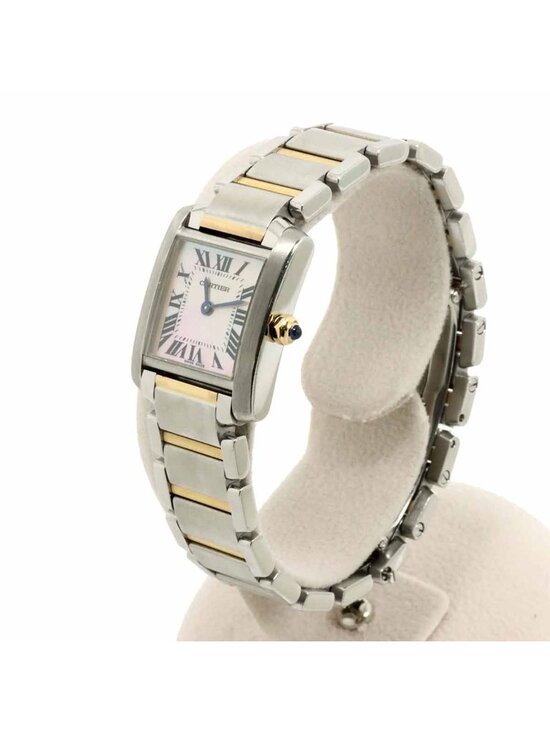 Cartier Tank Francaise SM Watch Pink Shell 18k Gold Quartz main image 6